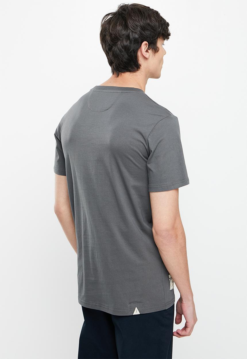 Vertigo - Vertigo print & embroidery split seam crew tee - dark shadow