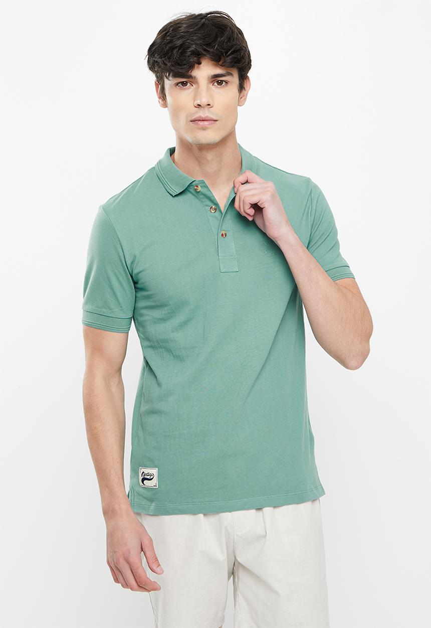 Vertigo - Vertigo running stitch embroidery golfer - mineral blue
