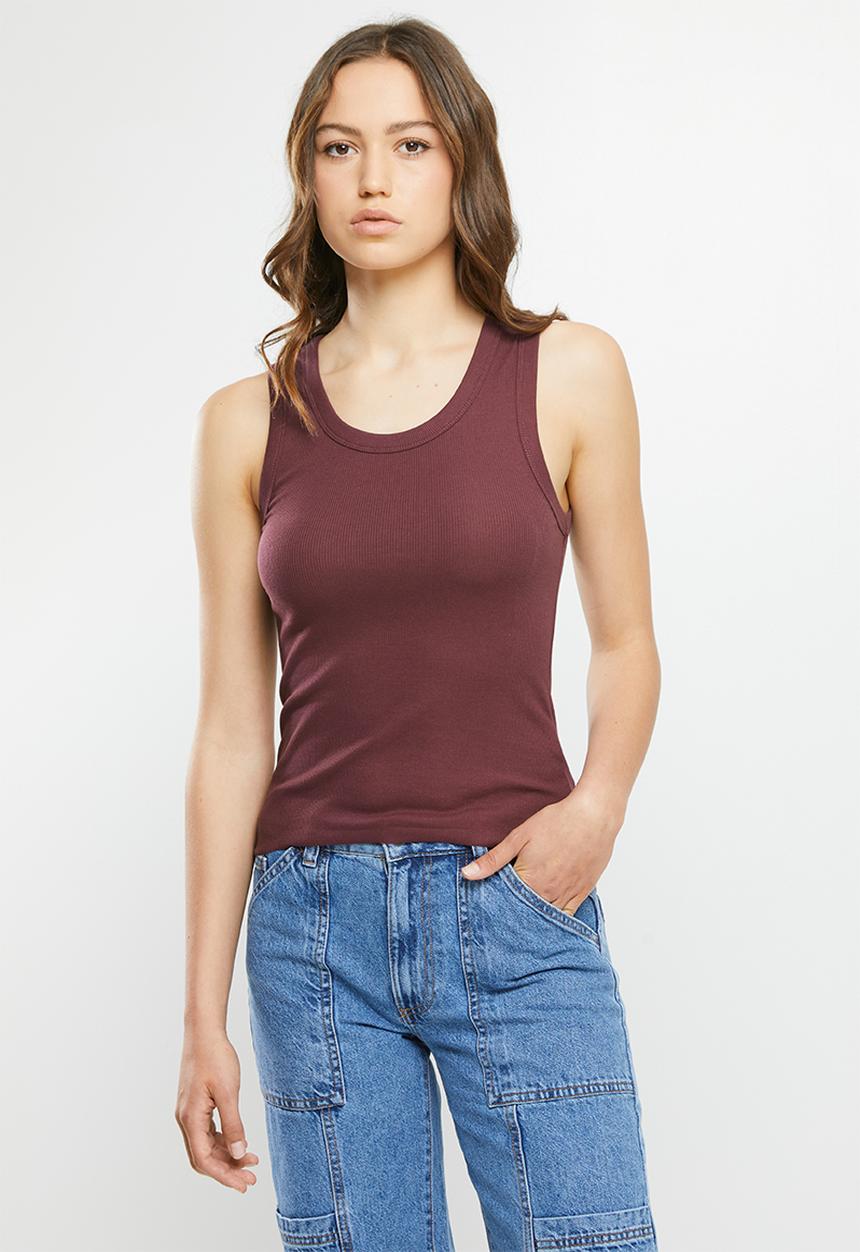 Cotton On - The one organic rib scoop tank - alumni mauve