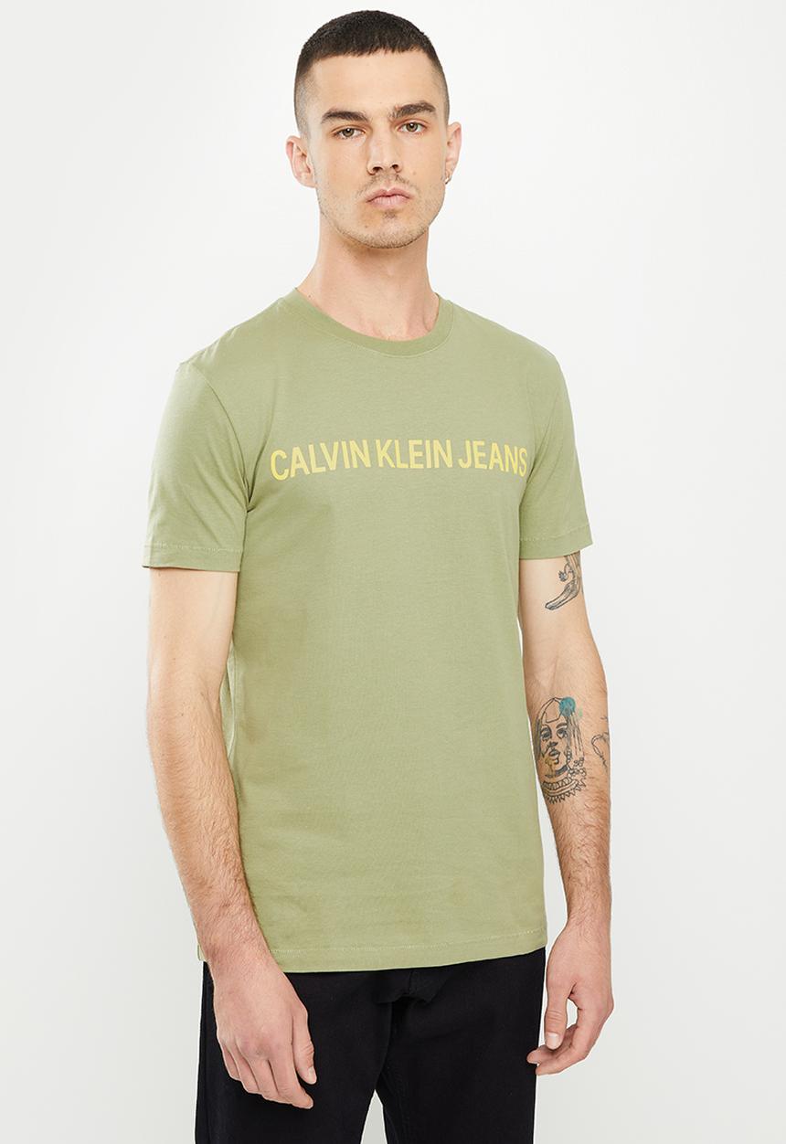 Calvin Klein - Institutional logo slim short sleeve tee - faded olive