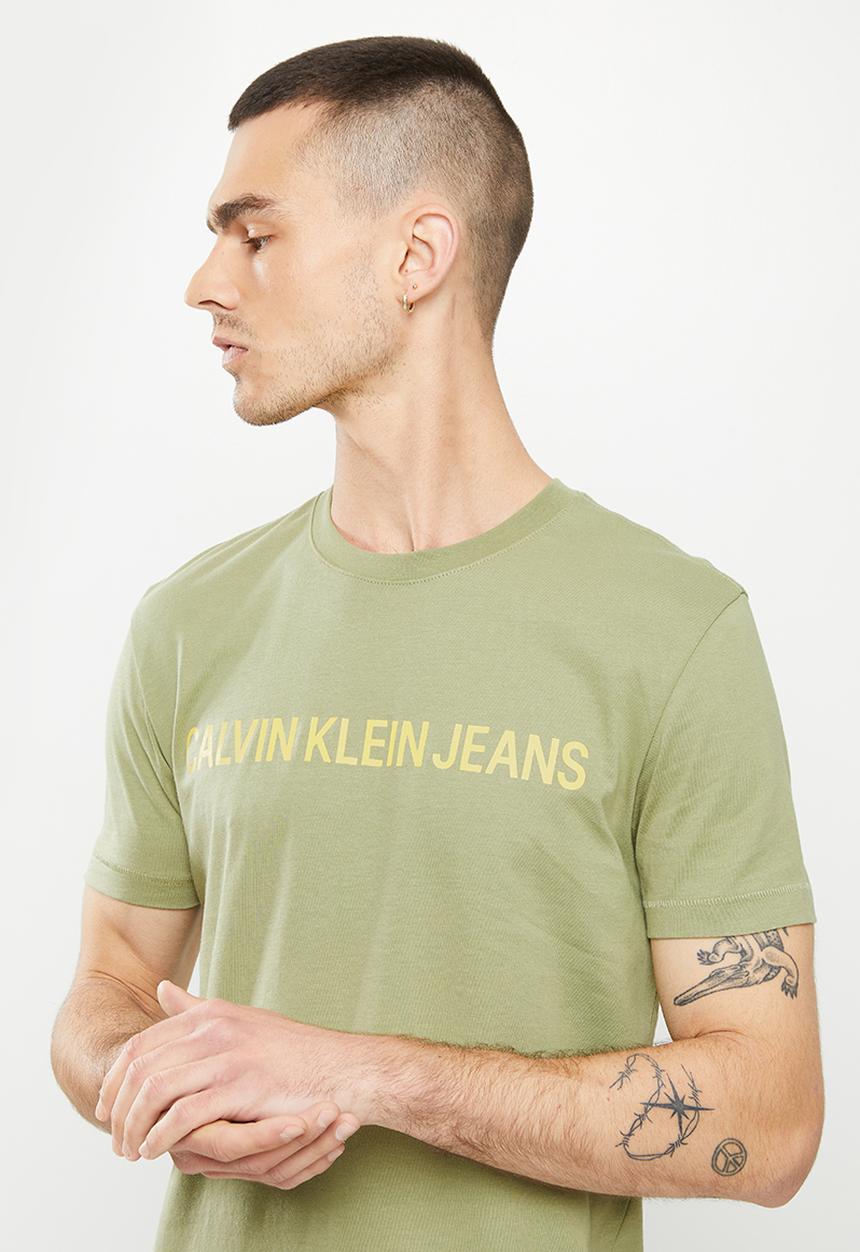 Calvin Klein - Institutional logo slim short sleeve tee - faded olive