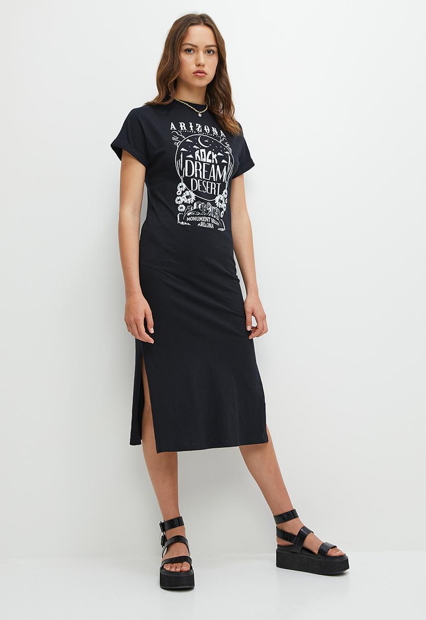 Blake - T-shirt midi dress -  black