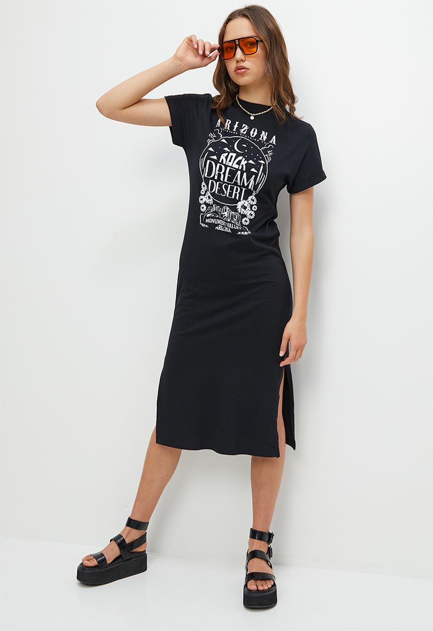 Blake - T-shirt midi dress -  black