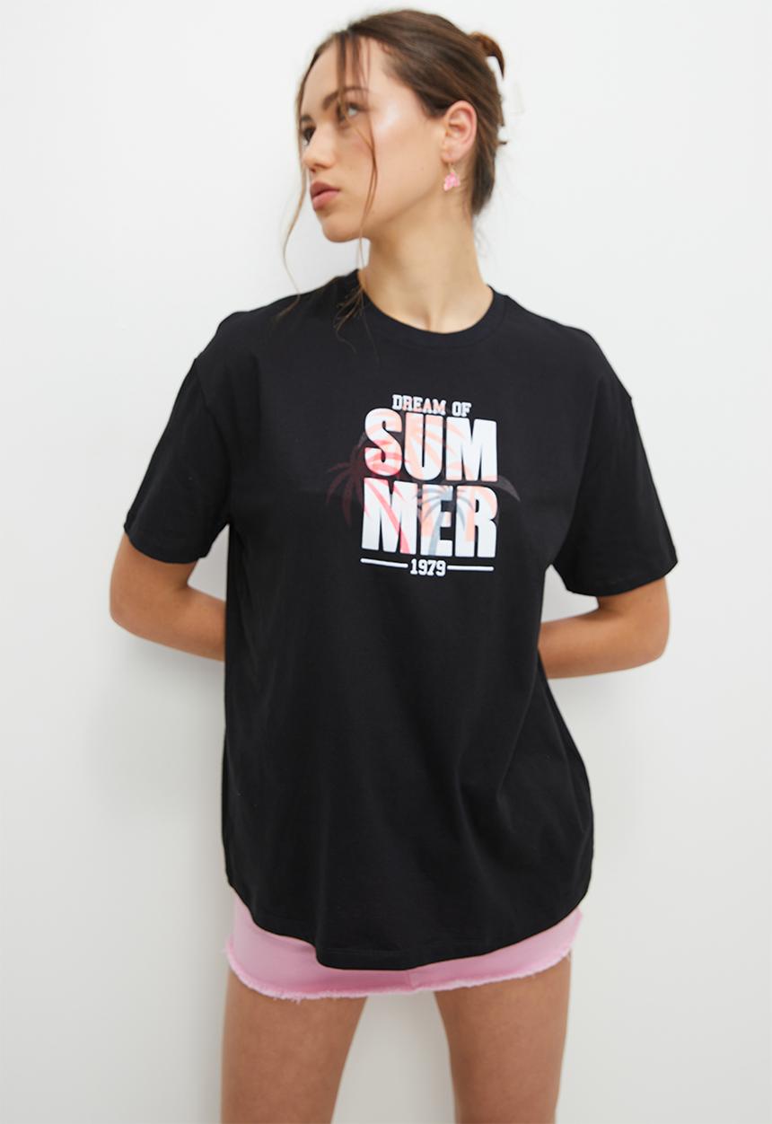 Blake - Graphic oversized tee -black