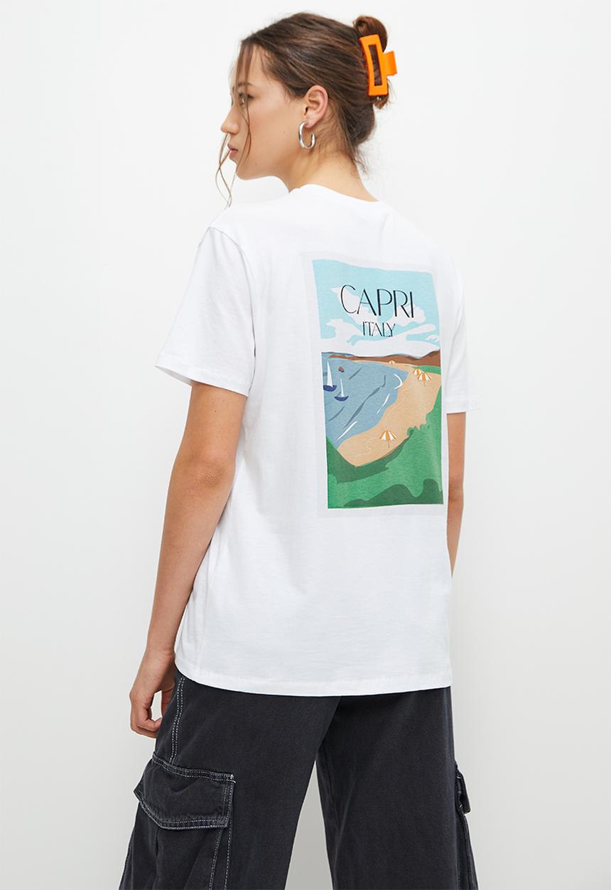 Blake - Graphic oversized tee - white