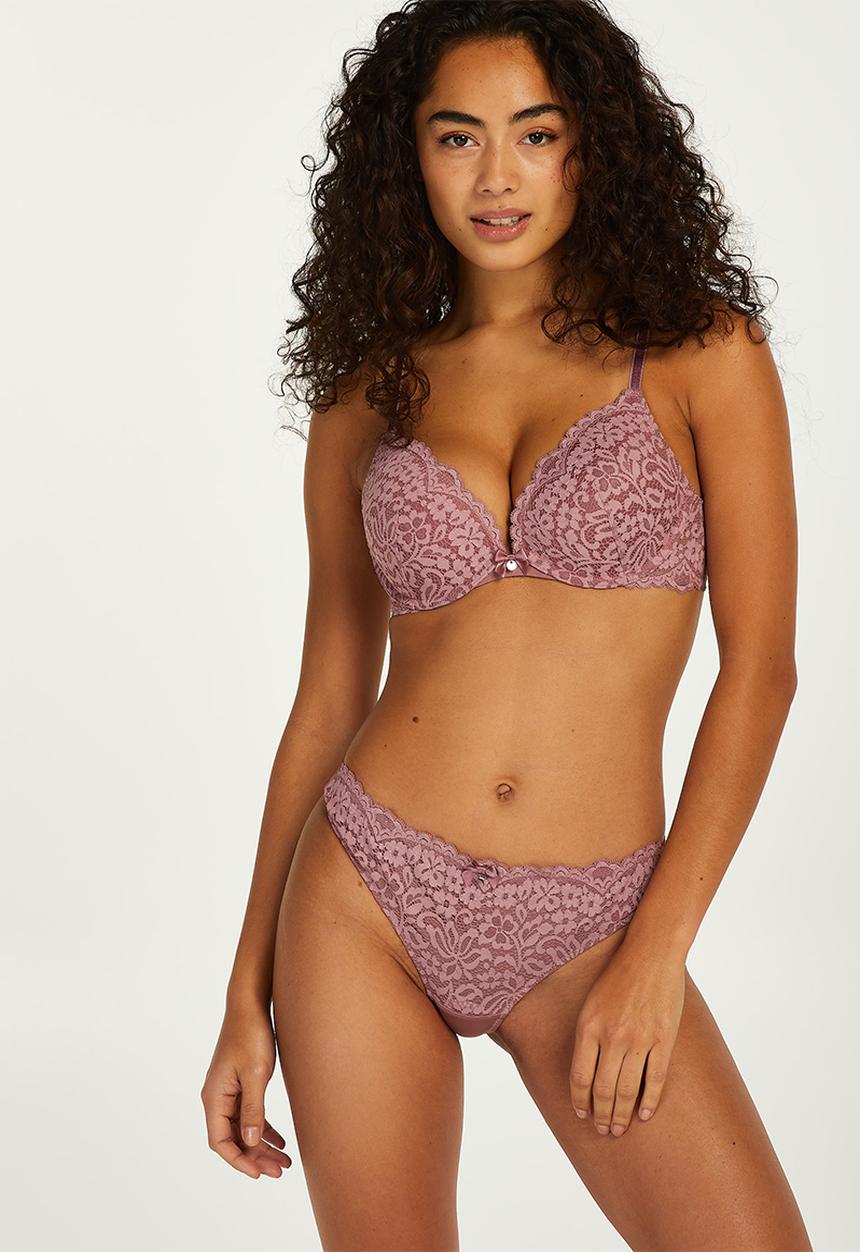 Hunkemoller - Rose string thong - purple