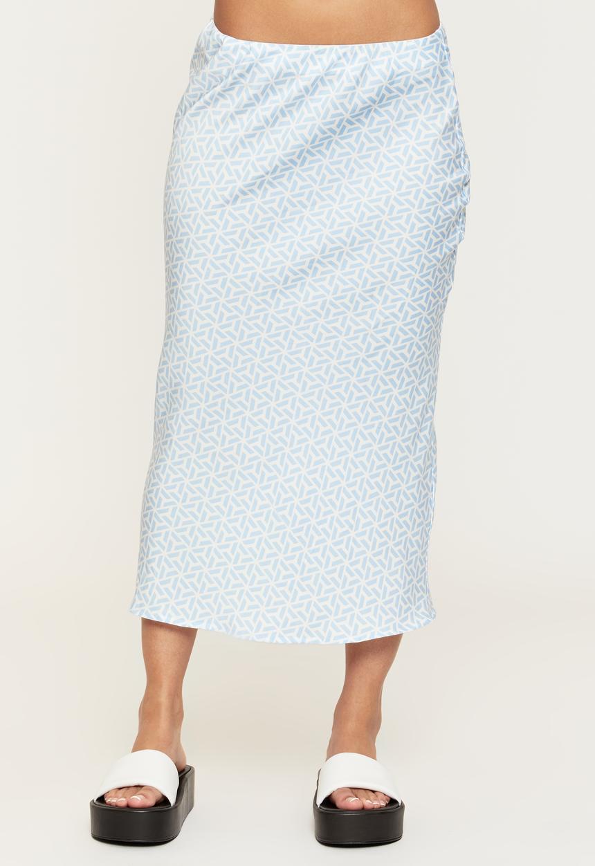 Supré  - Ines low rise satin midi skirt - donna geo periwinkle