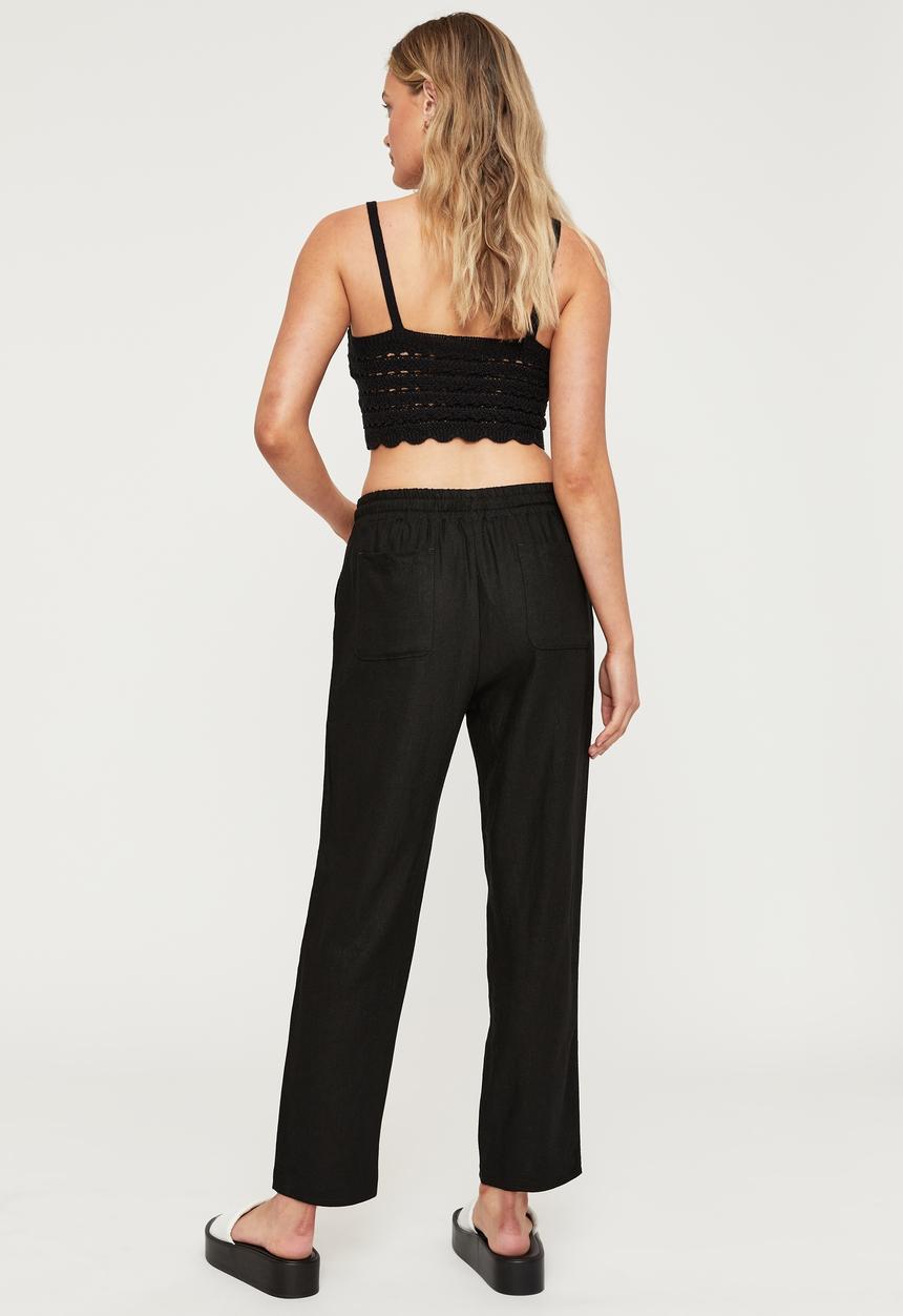 Supré  - Tanya pull on linen pant - black