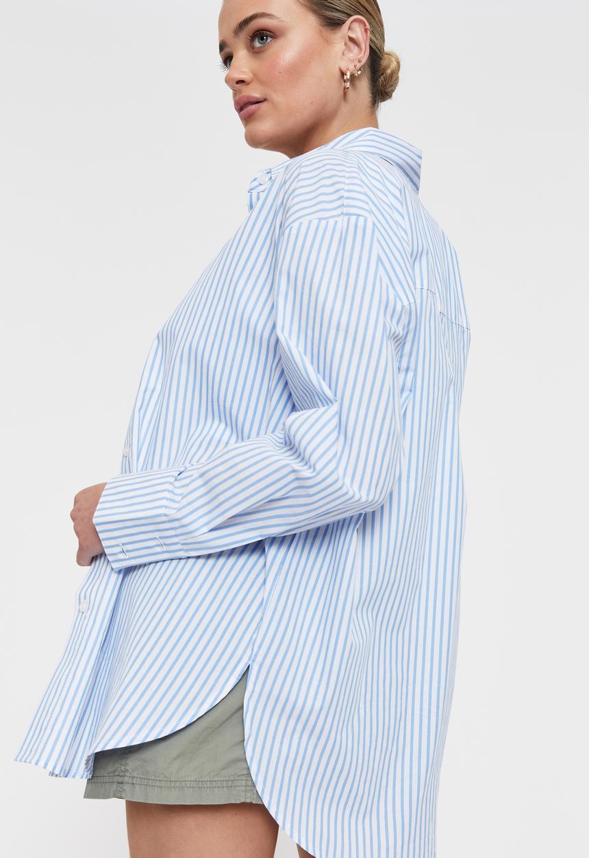 Supré  - Tessa casual oversized shirt - baja blue stripe