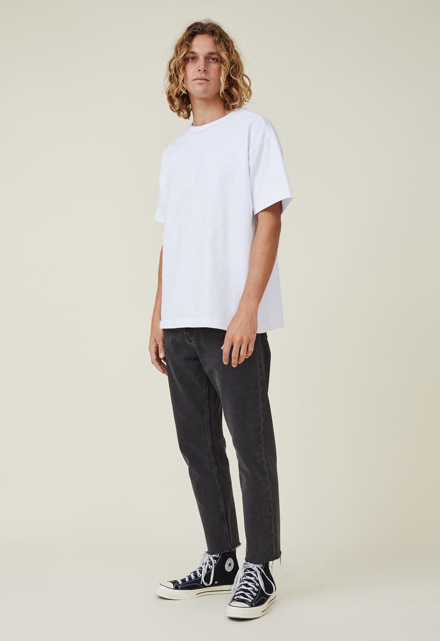 Cotton On - Crop tapered jean - raw hem black dawn