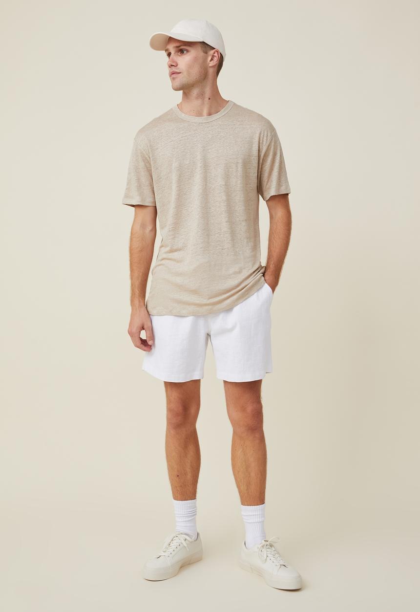 Cotton On - Loose fit linen T-shirt - gravel stone