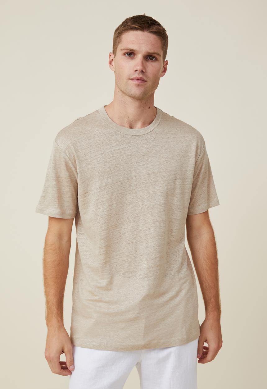 Cotton On - Loose fit linen T-shirt - gravel stone