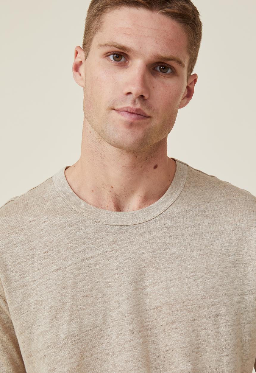 Cotton On - Loose fit linen T-shirt - gravel stone