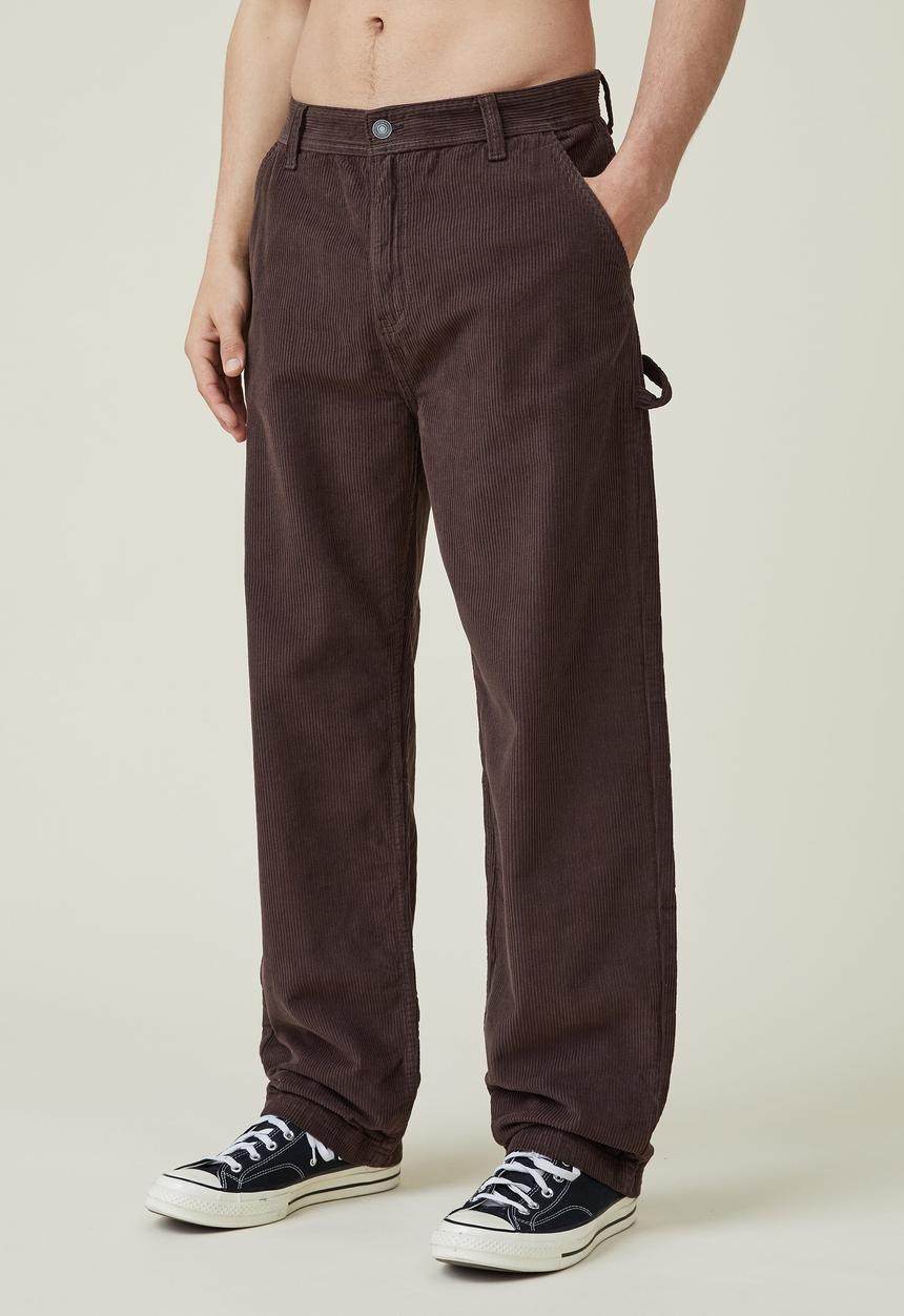 Cotton On - Loose fit pant - carpenter chocolate cord