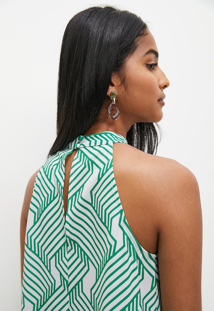 Superbalist - Halterneck shell - green optical geo