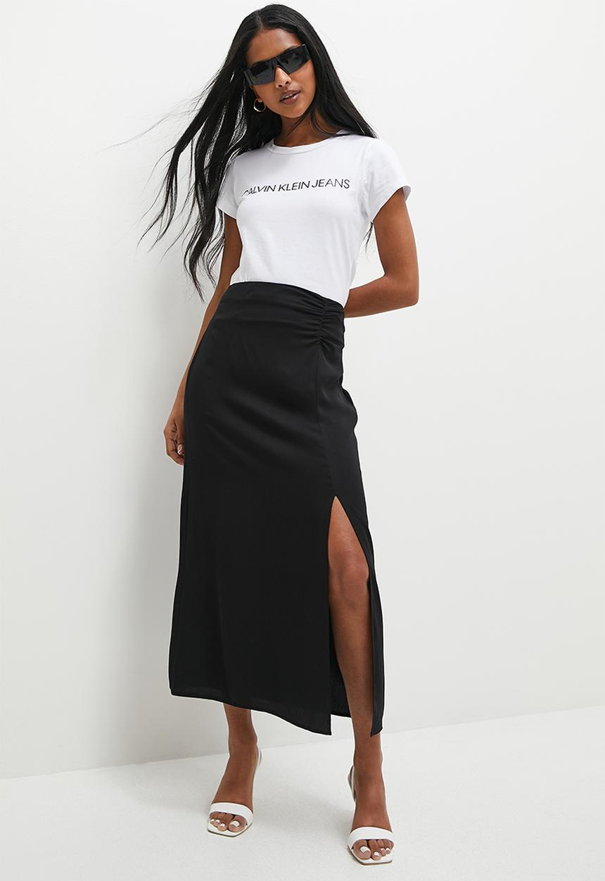 Superbalist - Ruched side slip skirt - black
