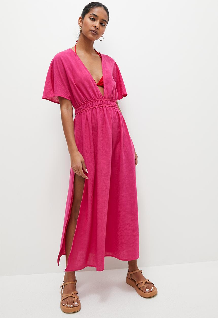 Superbalist - Linen midi kaftan - dark fuchsia
