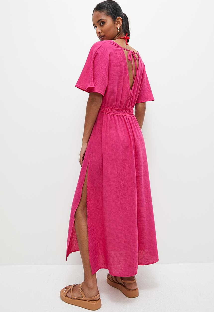 Superbalist - Linen midi kaftan - dark fuchsia