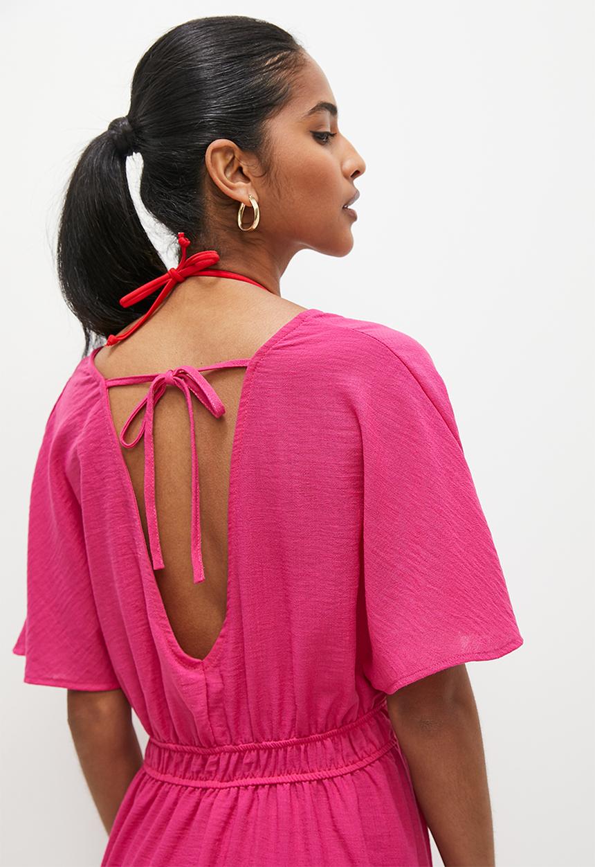 Superbalist - Linen midi kaftan - dark fuchsia