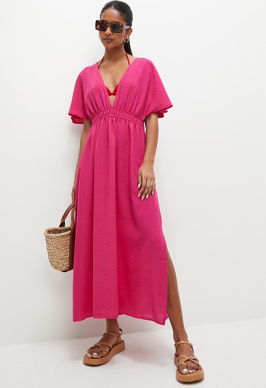 Superbalist - Linen midi kaftan - dark fuchsia