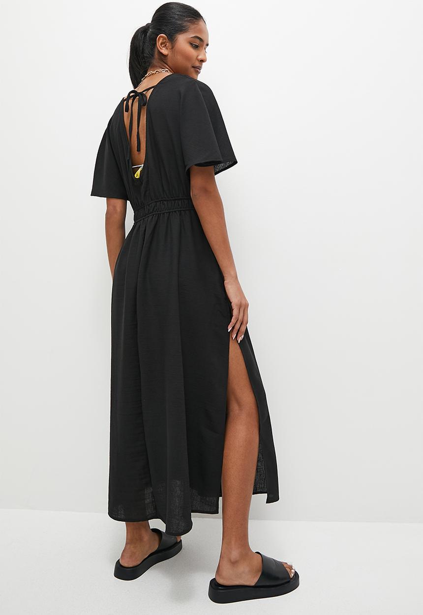 Superbalist - Linen midi kaftan - black