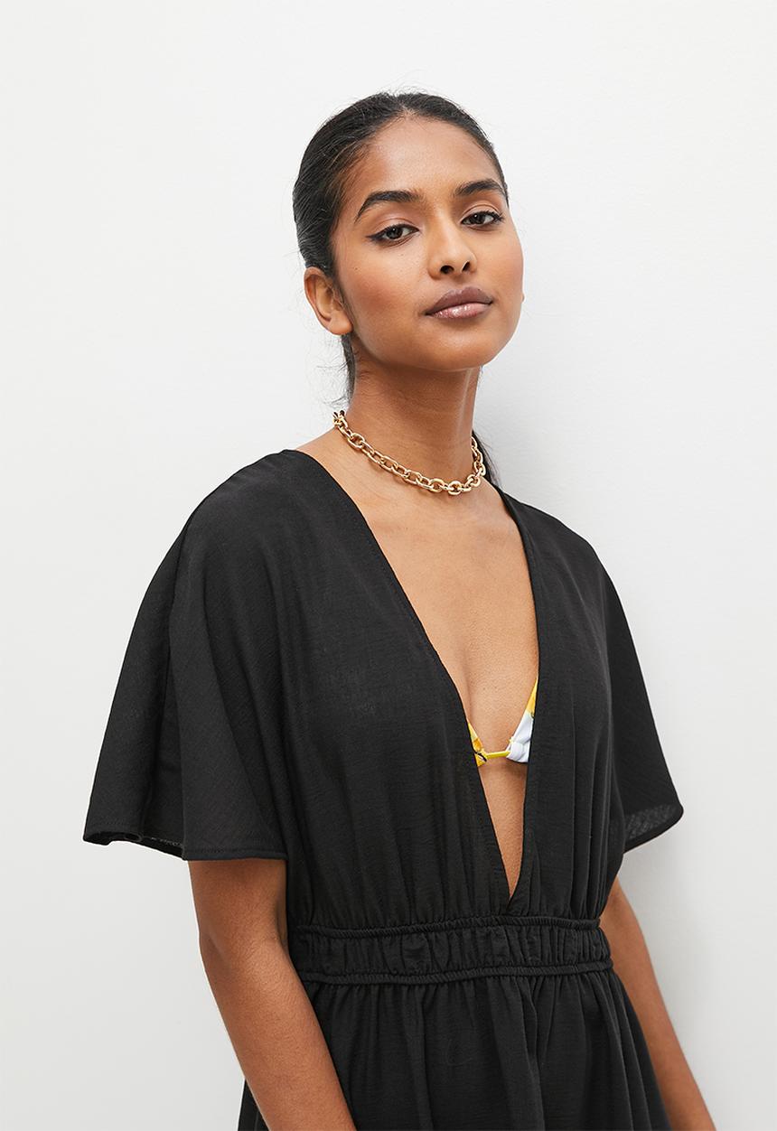 Superbalist - Linen midi kaftan - black