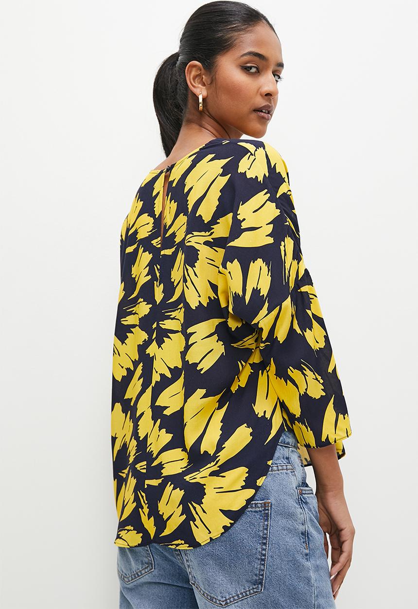 Superbalist - Kimono sleeve shell - yellow & navy