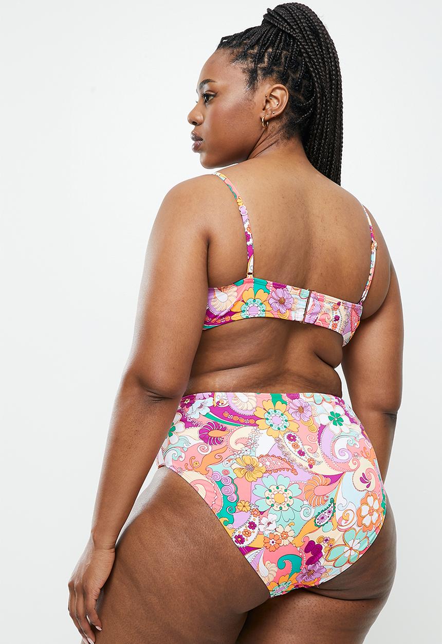 Cotton On - Curve swim tie front under wire bikini top - multi
