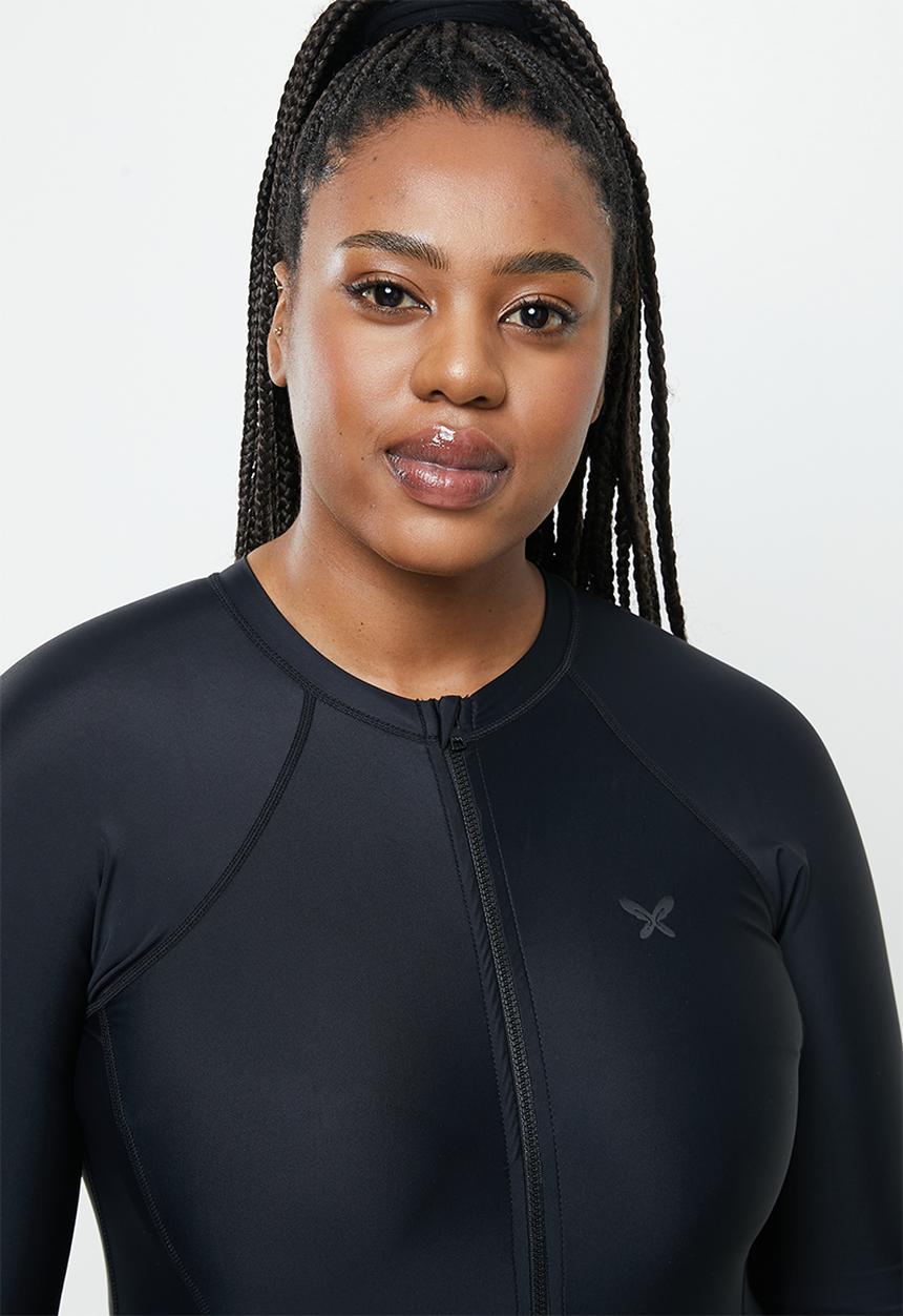Lizzy - Plus rylee long sleeve swimsuit - black