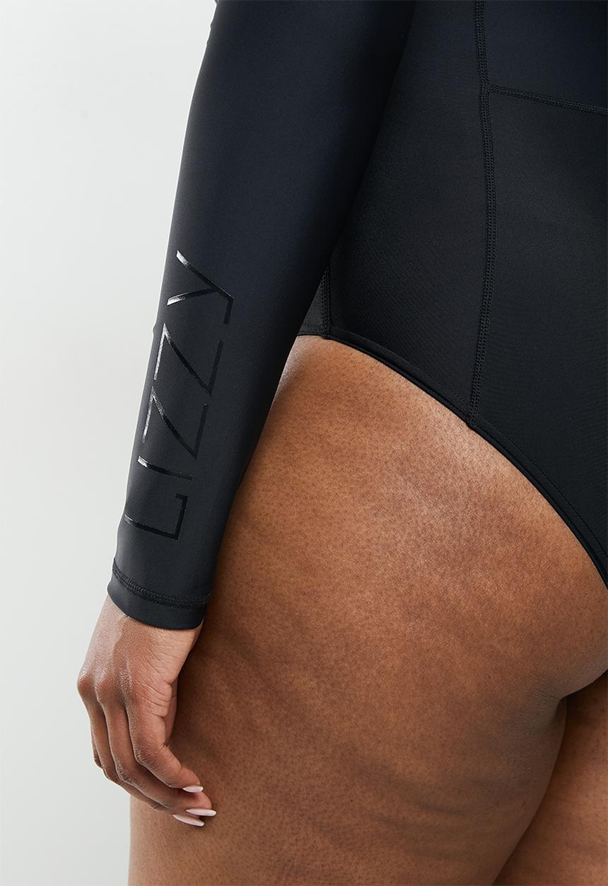 Lizzy - Plus rylee long sleeve swimsuit - black