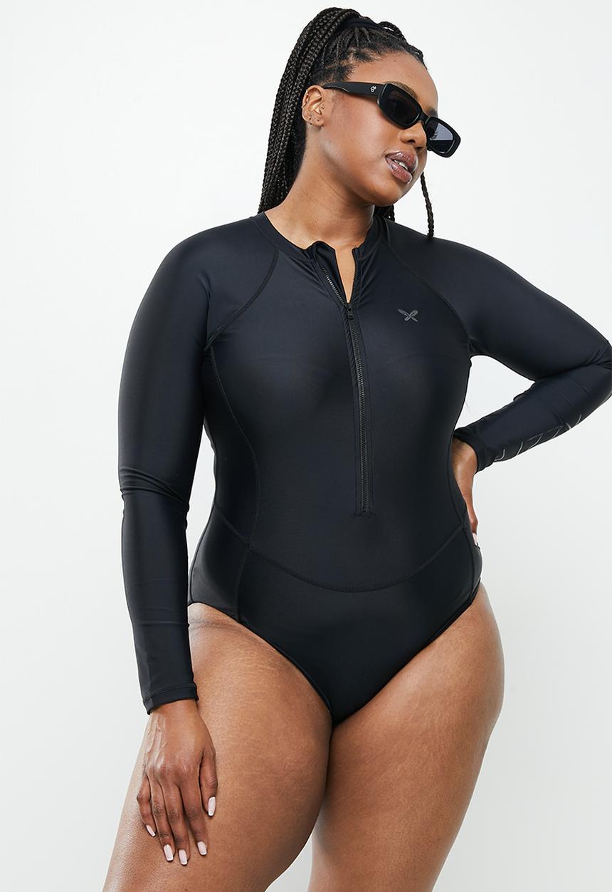 Lizzy - Plus rylee long sleeve swimsuit - black
