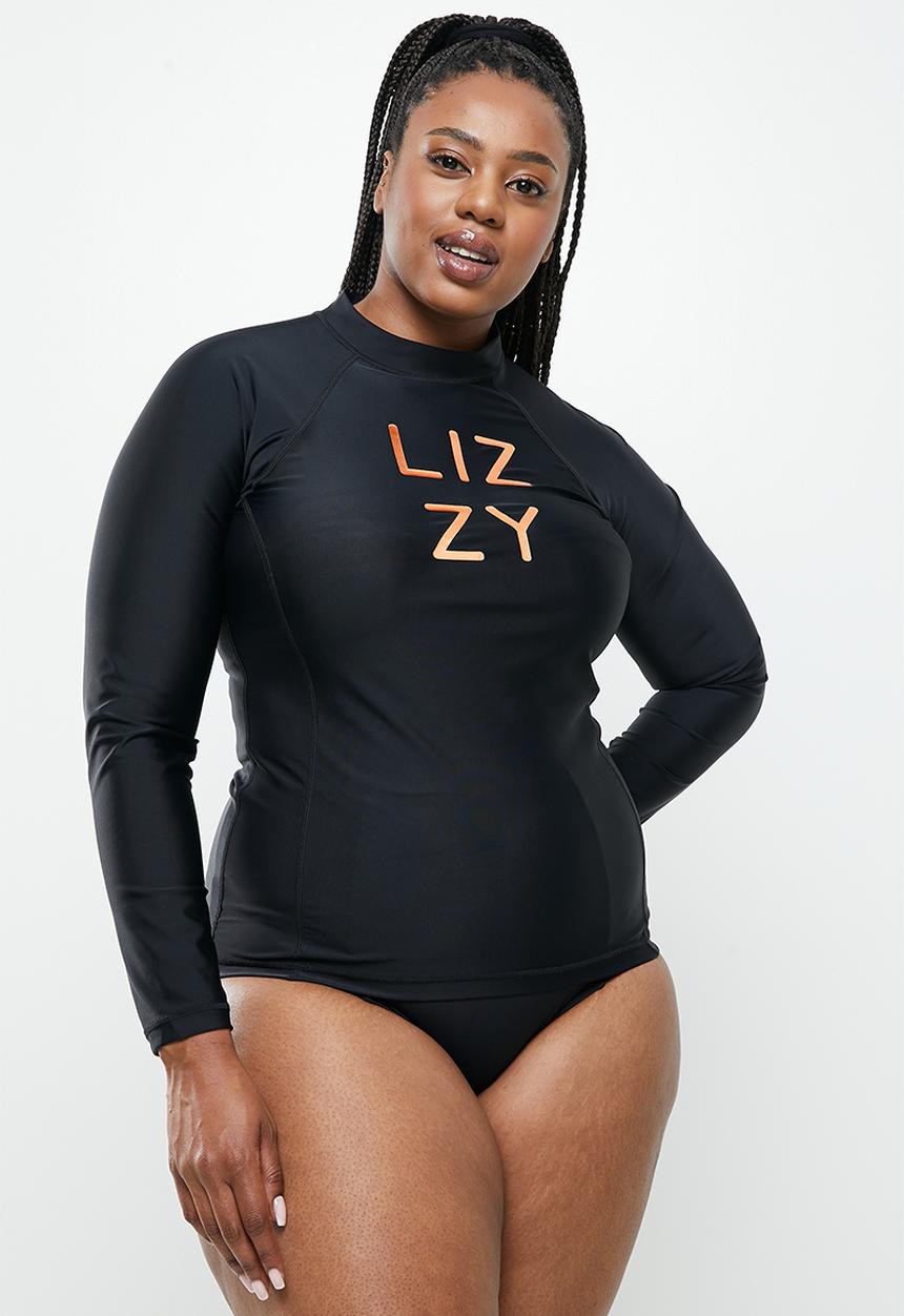 Lizzy - Plus nettal long sleeve rashie - black