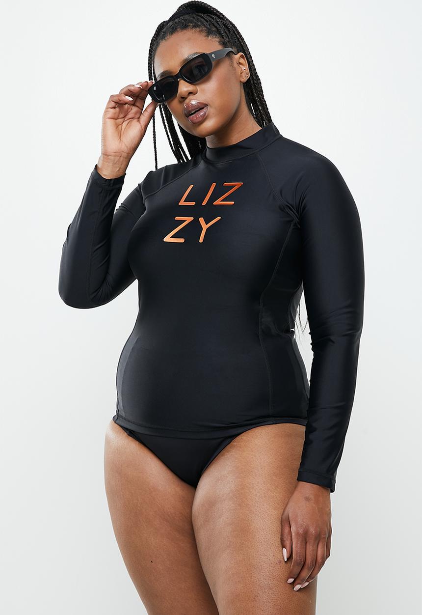 Lizzy - Plus nettal long sleeve rashie - black