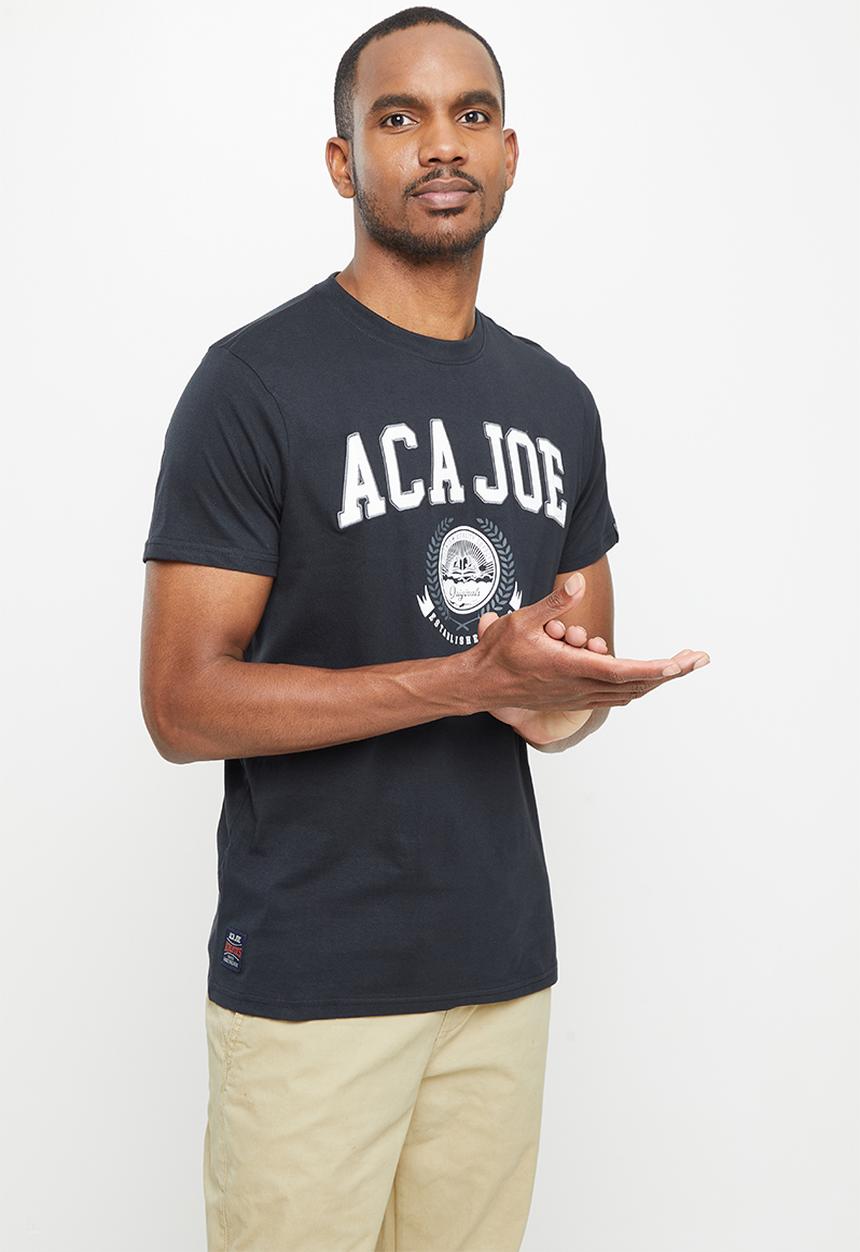 Aca Joe - Aca joe tackel twill applique crew short sleeve tee - caviar