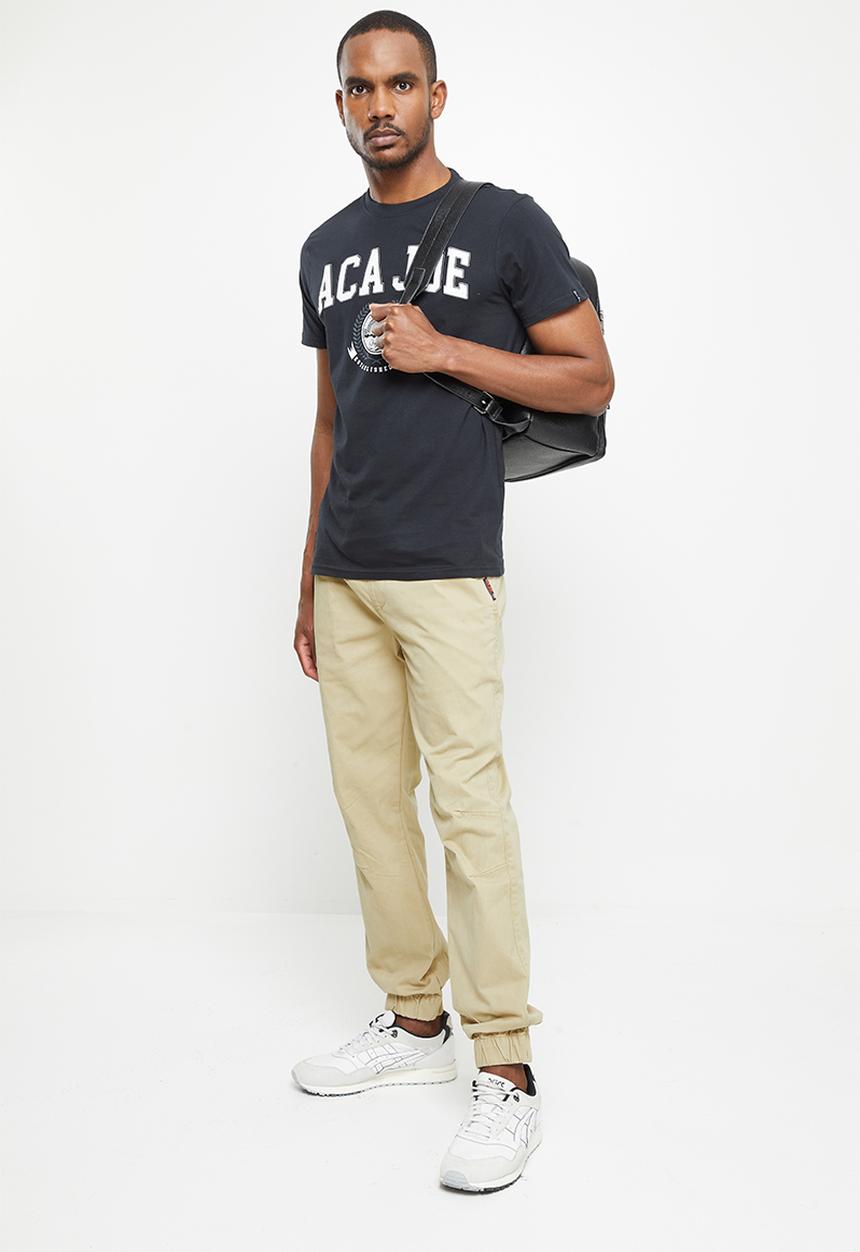 Aca Joe - Aca joe tackel twill applique crew short sleeve tee - caviar