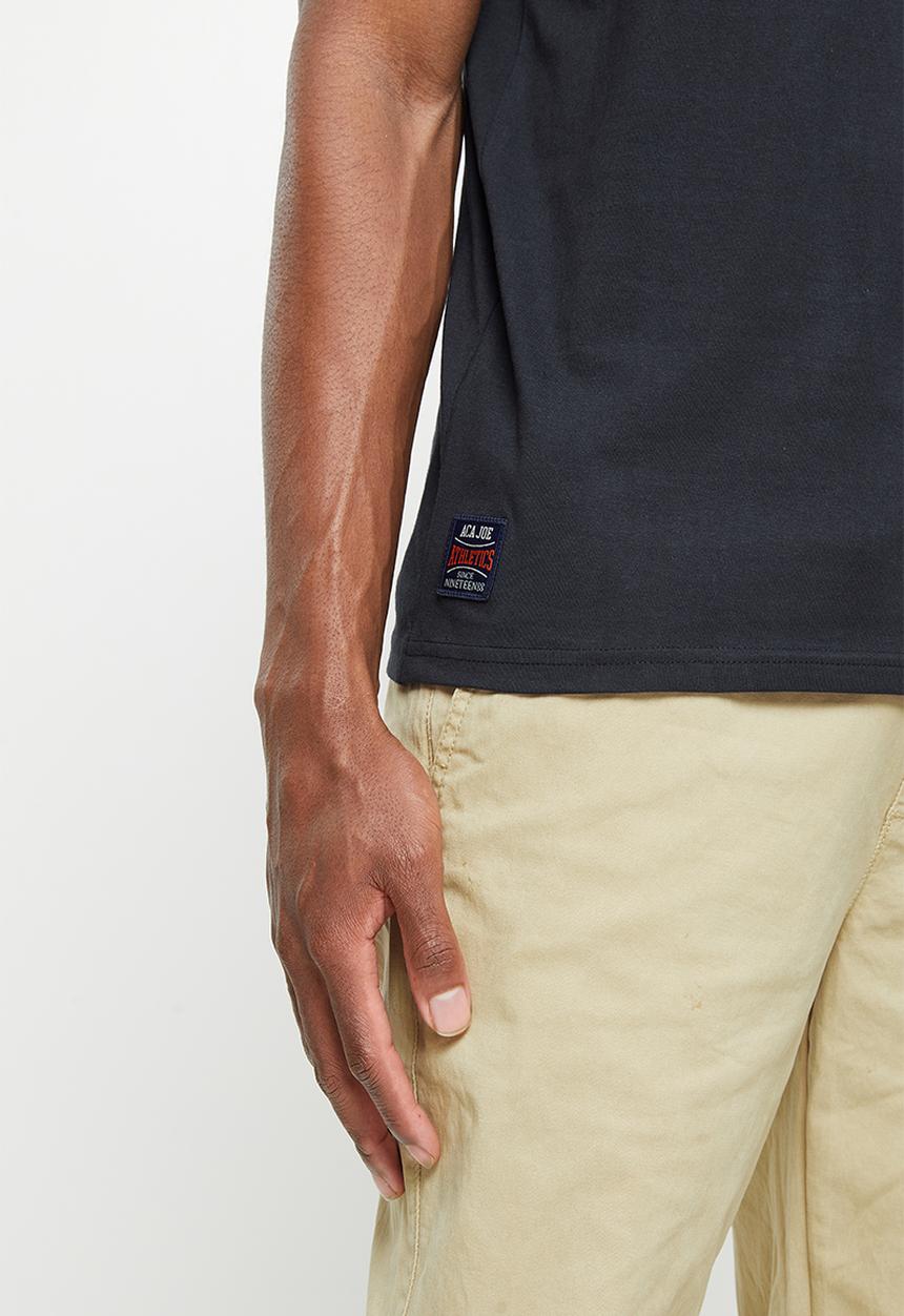 Aca Joe - Aca joe tackel twill applique crew short sleeve tee - caviar