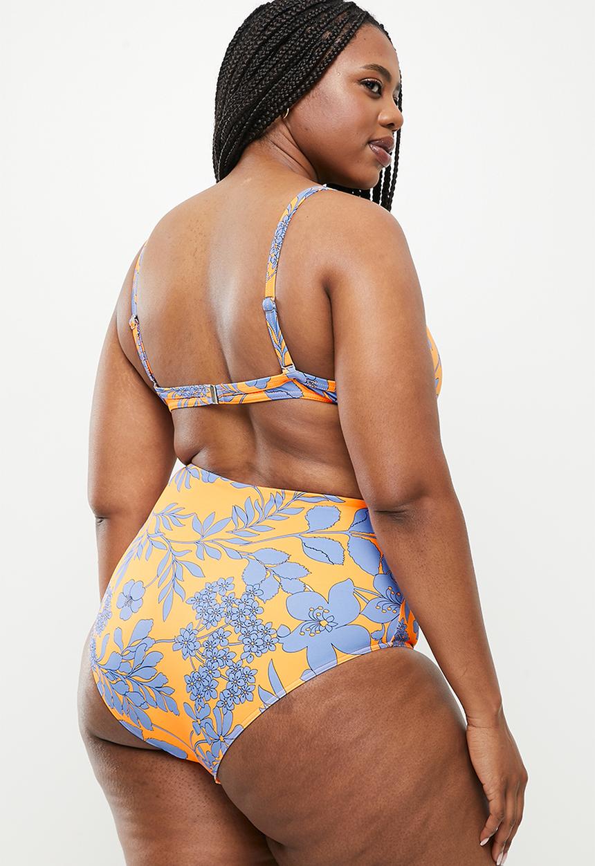 Me&B - Plus digital printed bikini set - orange & blue 