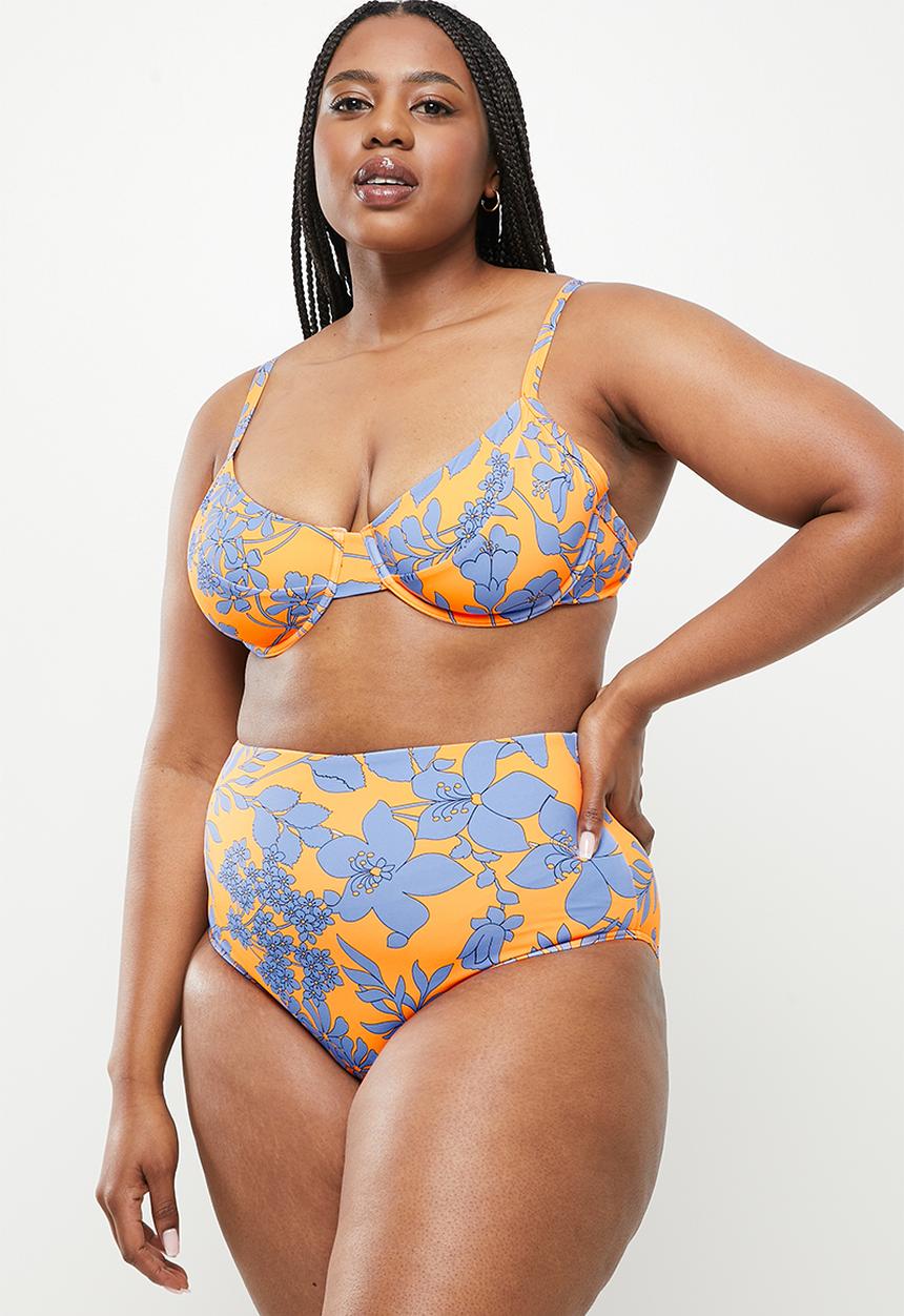 Me&B - Plus digital printed bikini set - orange & blue 