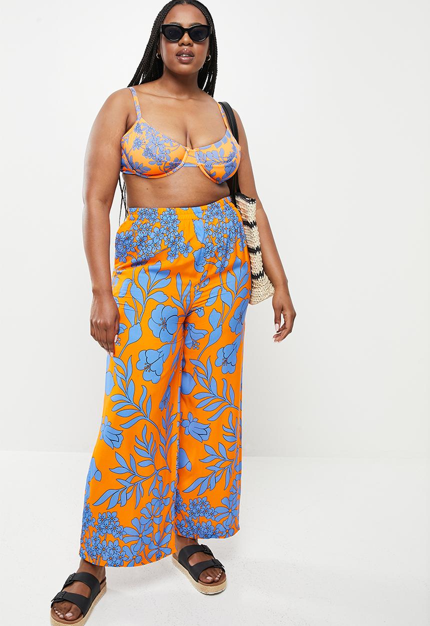 Me&B - Plus digital printed bikini set - orange & blue 