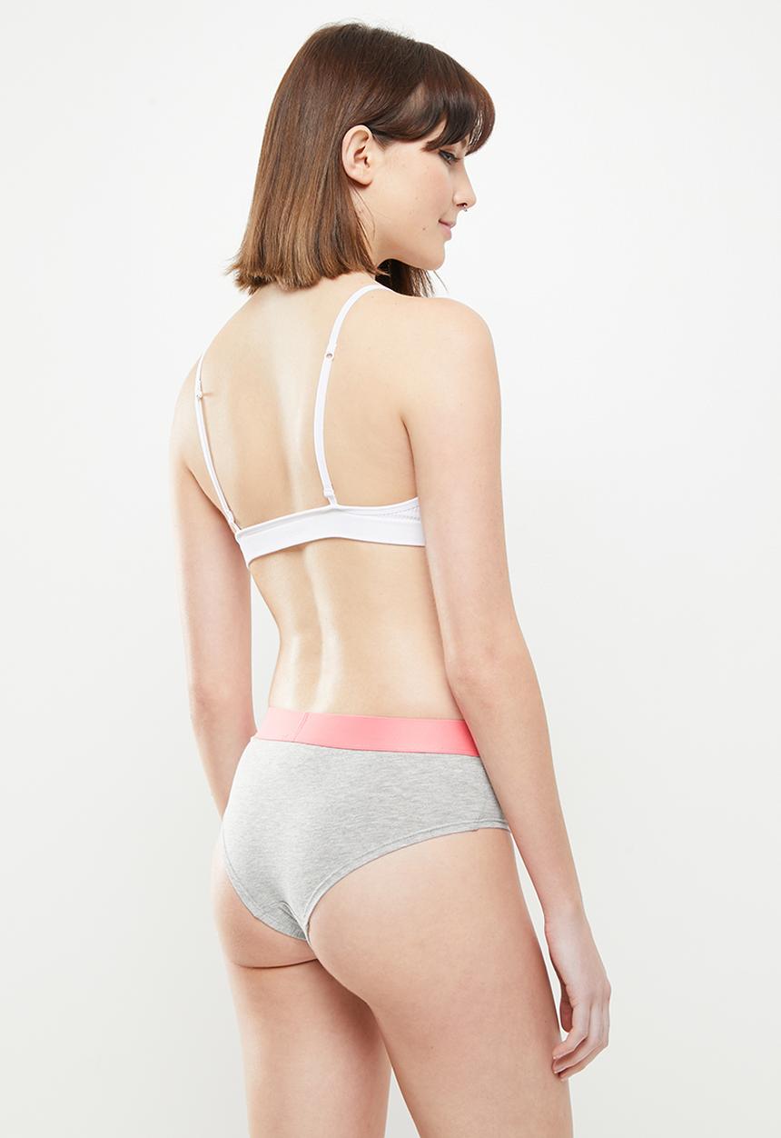 Superdry. - Large logo hipster brief - grey & pink