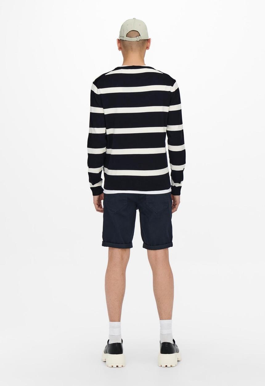 Only & Sons - Onswyler life long sleeve stripe crew - navy
