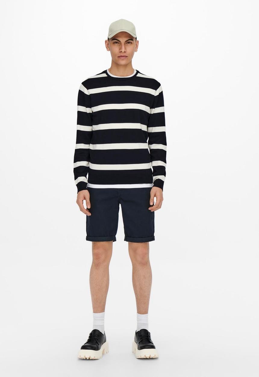 Only & Sons - Onswyler life long sleeve stripe crew - navy