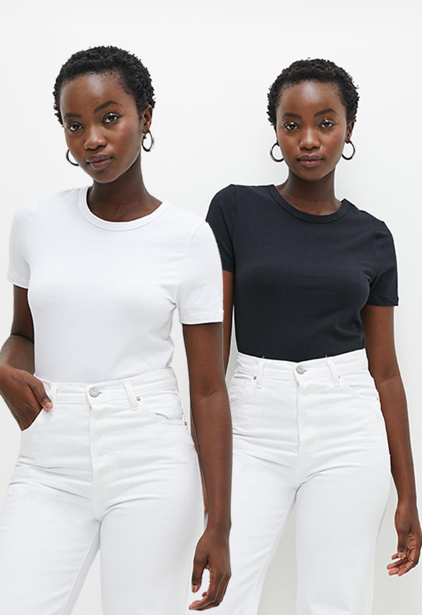 Superbalist - 2 pack slim fit tee - black & white