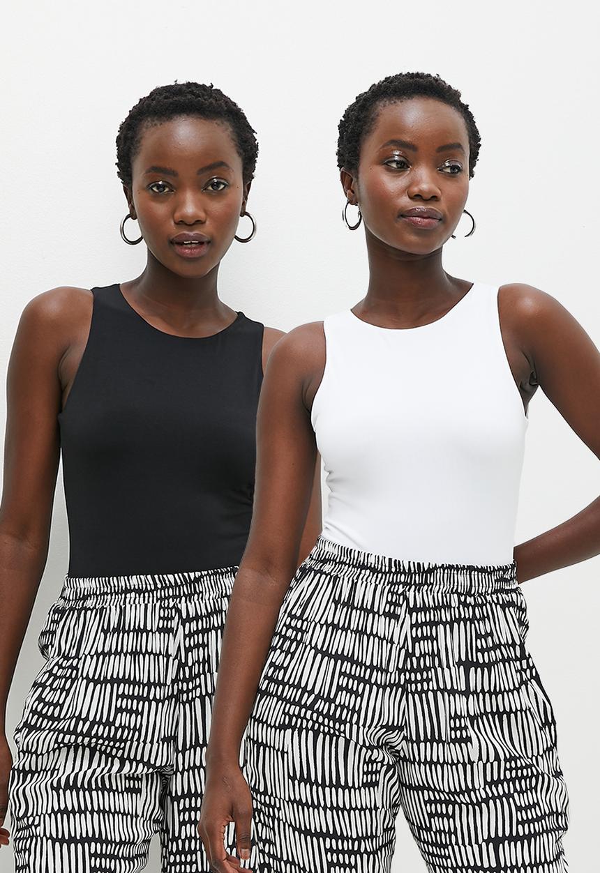 Superbalist - 2 Pack crew neck cutaway bodysuit -  black & white