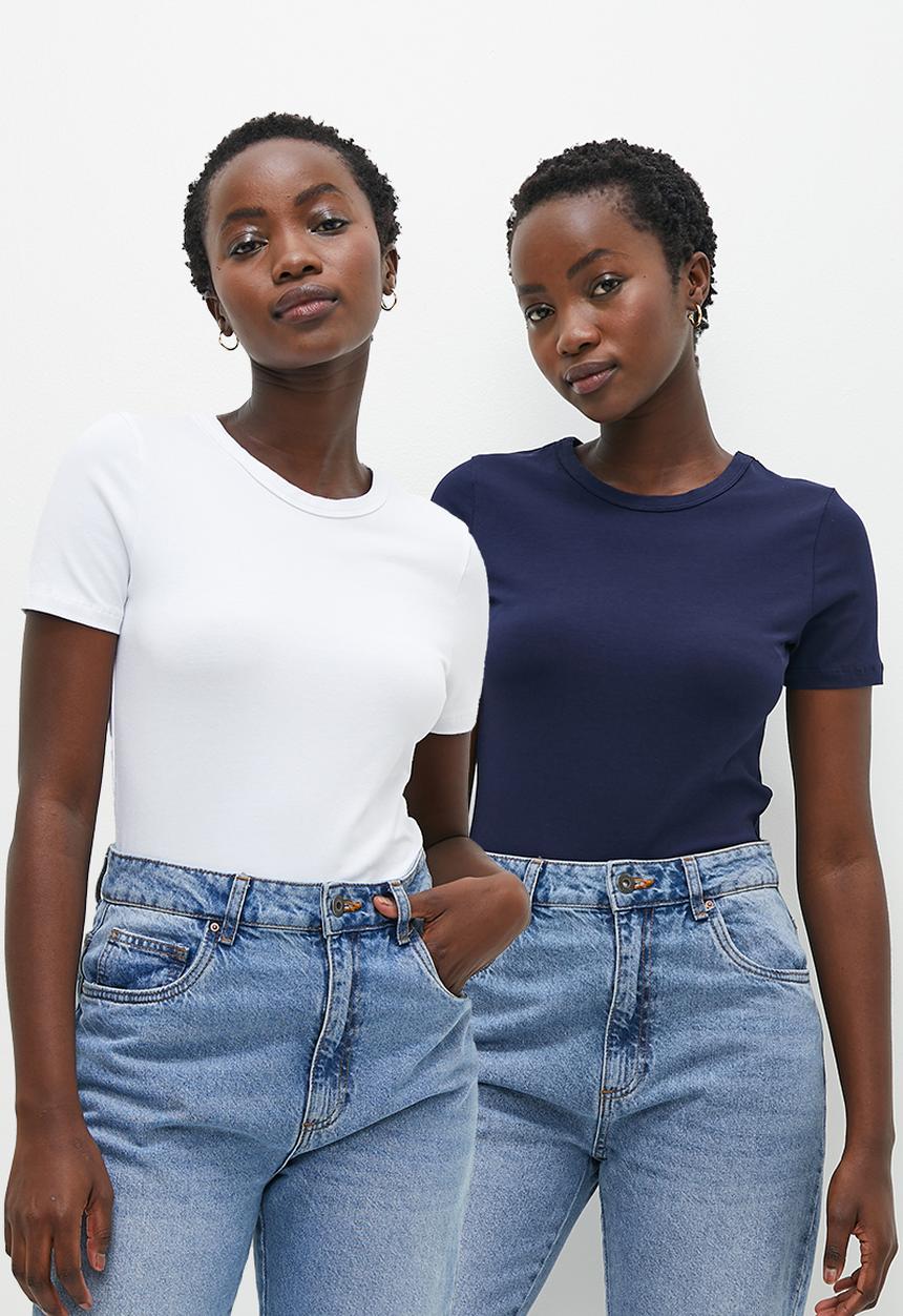 Superbalist - 2 pack slim fit tee - navy & white