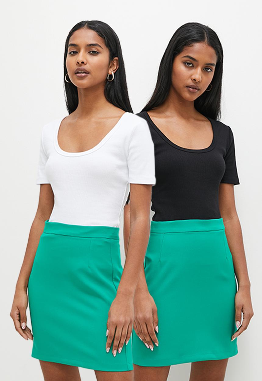 Superbalist - 2 Pack basic rib T-shirt - black & white