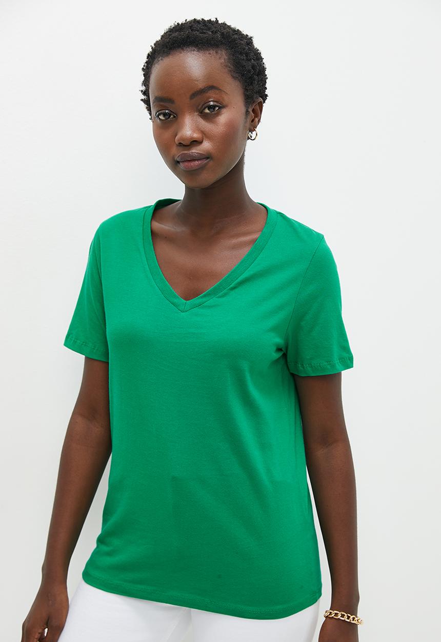 Superbalist - Relaxed basic v neck - green
