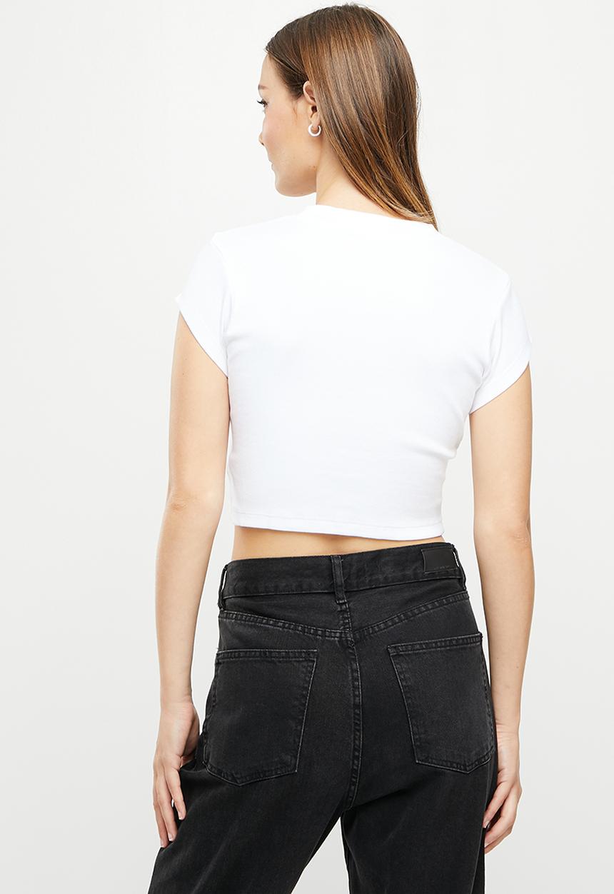 Calvin Klein - Ck rib cropped slim tee - bright white