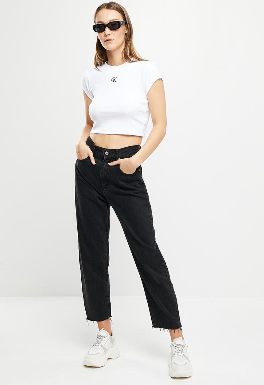 Calvin Klein - Ck rib cropped slim tee - bright white