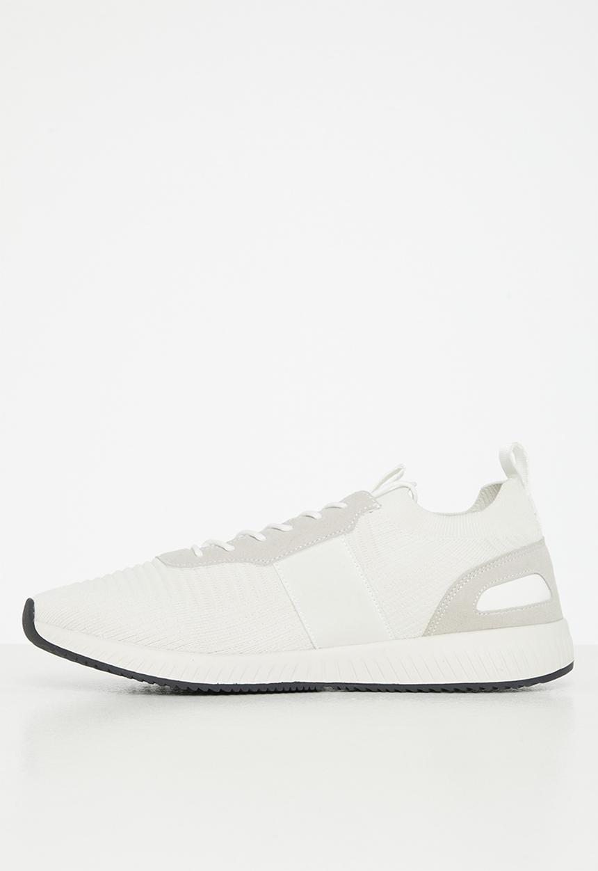 POLO - Side flash knit sneaker - off white